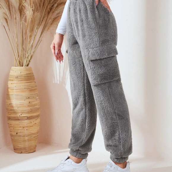 GREY pocket furry teddy jogger pants - Picture 6 of 6